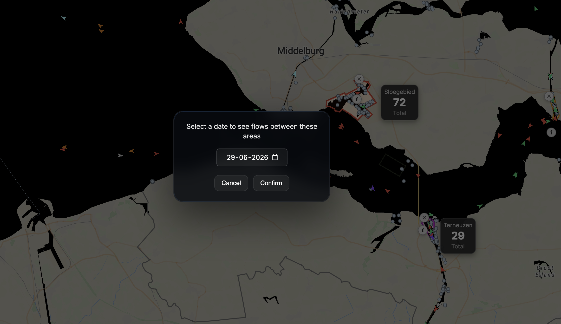 Select a date to see flows between these areas